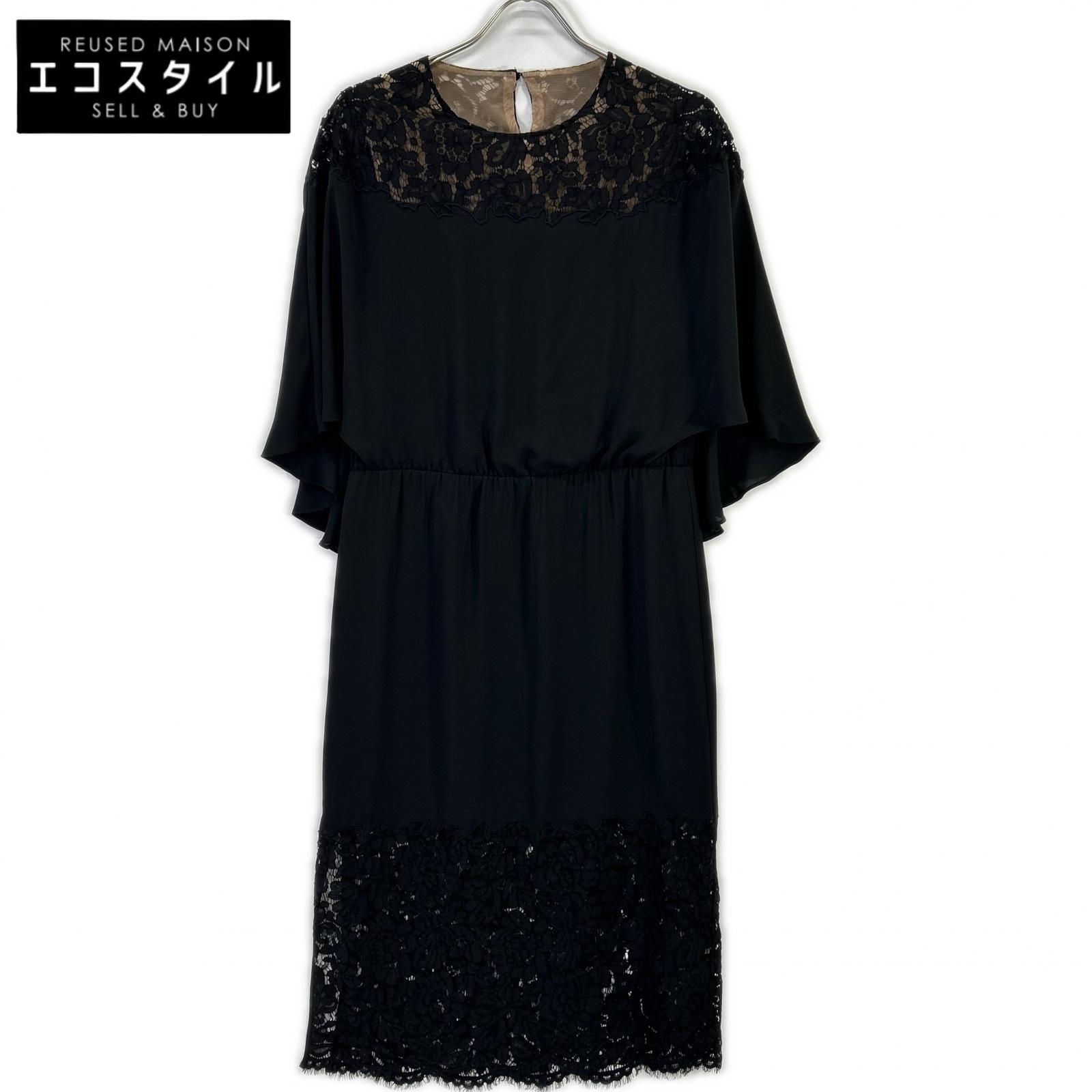 BCBGMAXAZRIA ビーシービージーマックスアズリア ブラック WQR64D39 レイシーレースブロックケープドレス ワンピース TALL ブラック レディース 【中古】｜ブランドリユース エコスタイル