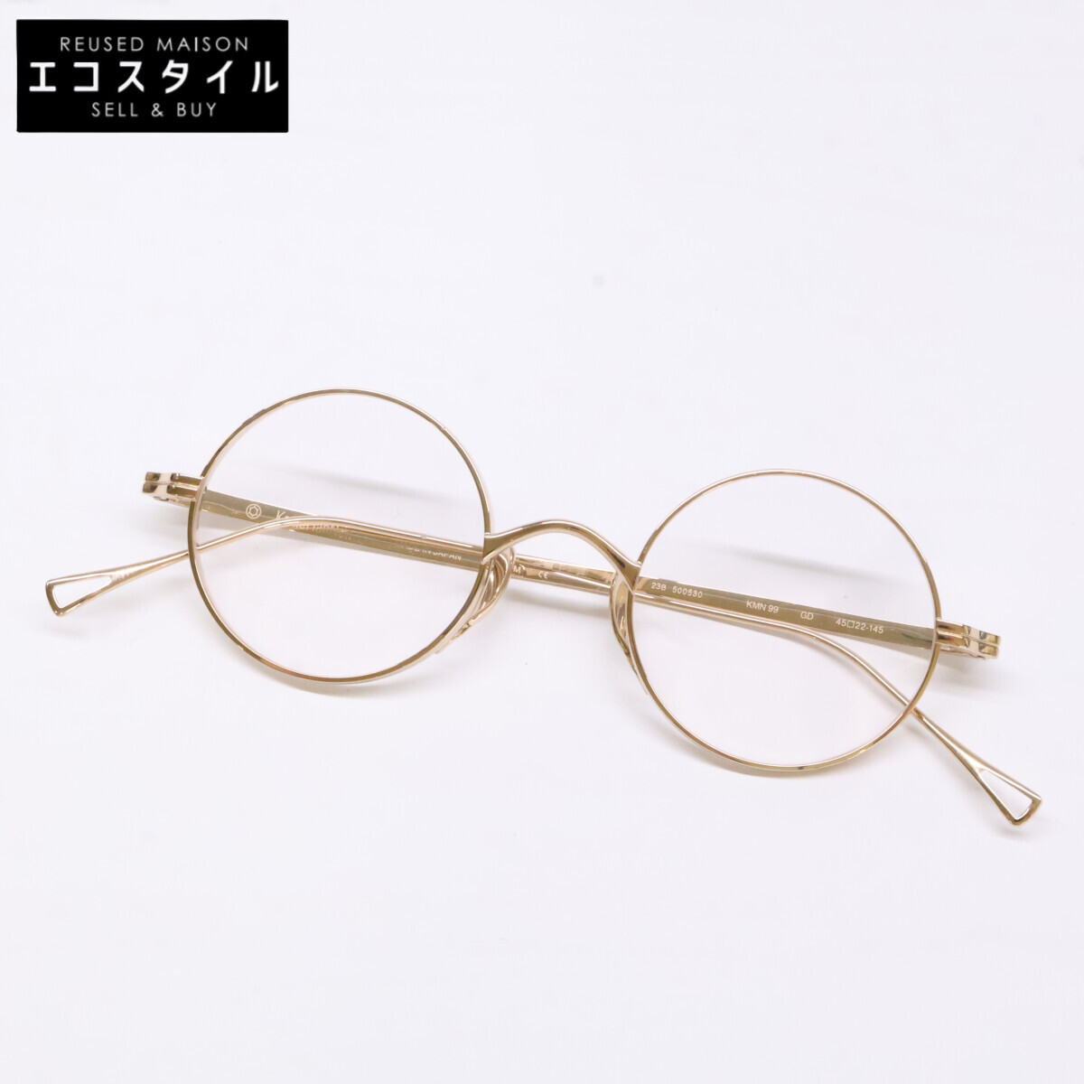 KameManNen カメマンネン 【新品同様】KMN-99 チタン オールメタル ラウンドシェイプ アイウェア 眼鏡 45□22-145 ゴールド メンズ 【中古】|ブランドリユース エコスタイル