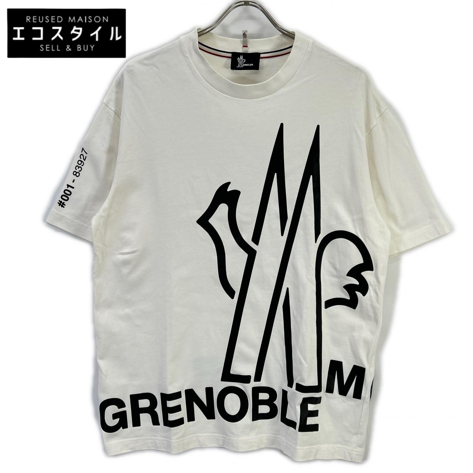 MONCLER モンクレール 【GRENOBLE】23年製 ホワイト T-SHIRT MANICA CORTA ロゴプリントTシャツ トップス L ホワイト メンズ 【中古】｜ブランドリユース エコスタイル