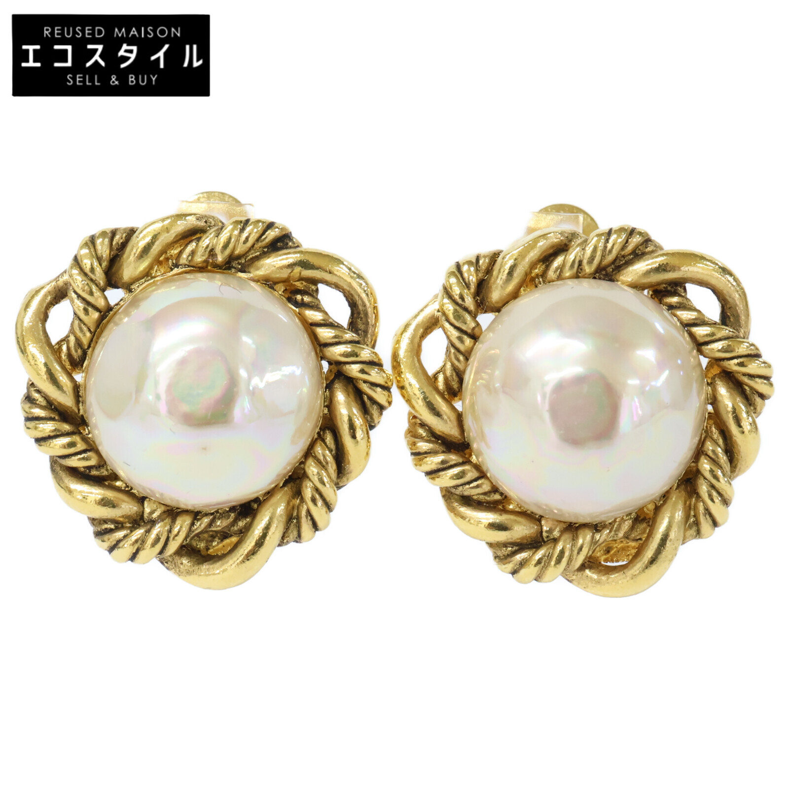 CHANEL シャネル 1984 パール ラウンド イヤリング イエローゴールド/パール レディース 【中古】|ブランドリユース エコスタイル