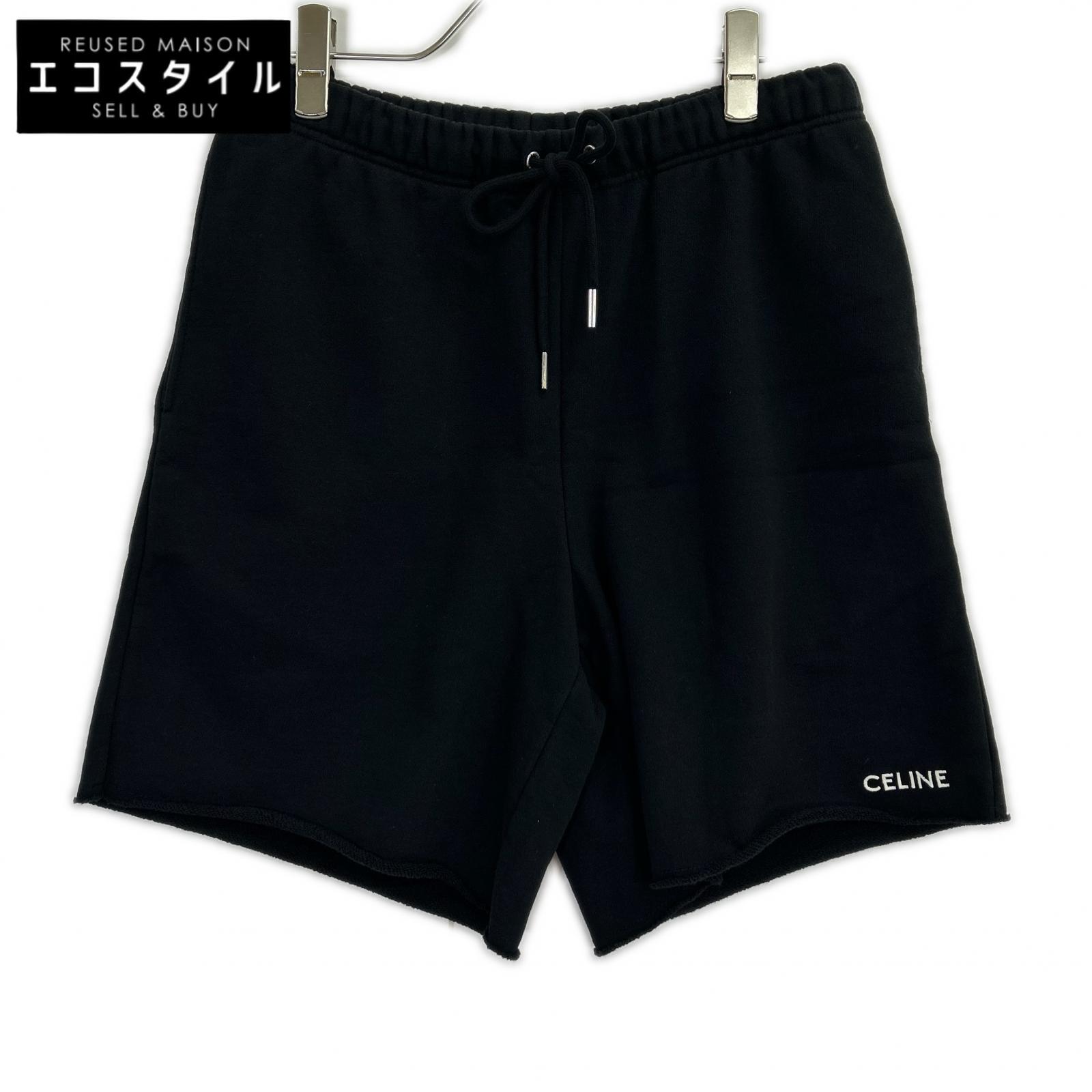 CELINE セリーヌ 2Z063670Q コットンフリース ロゴ ショートパンツ ボトムス ブラック メンズ 【中古】|ブランドリユース エコスタイル