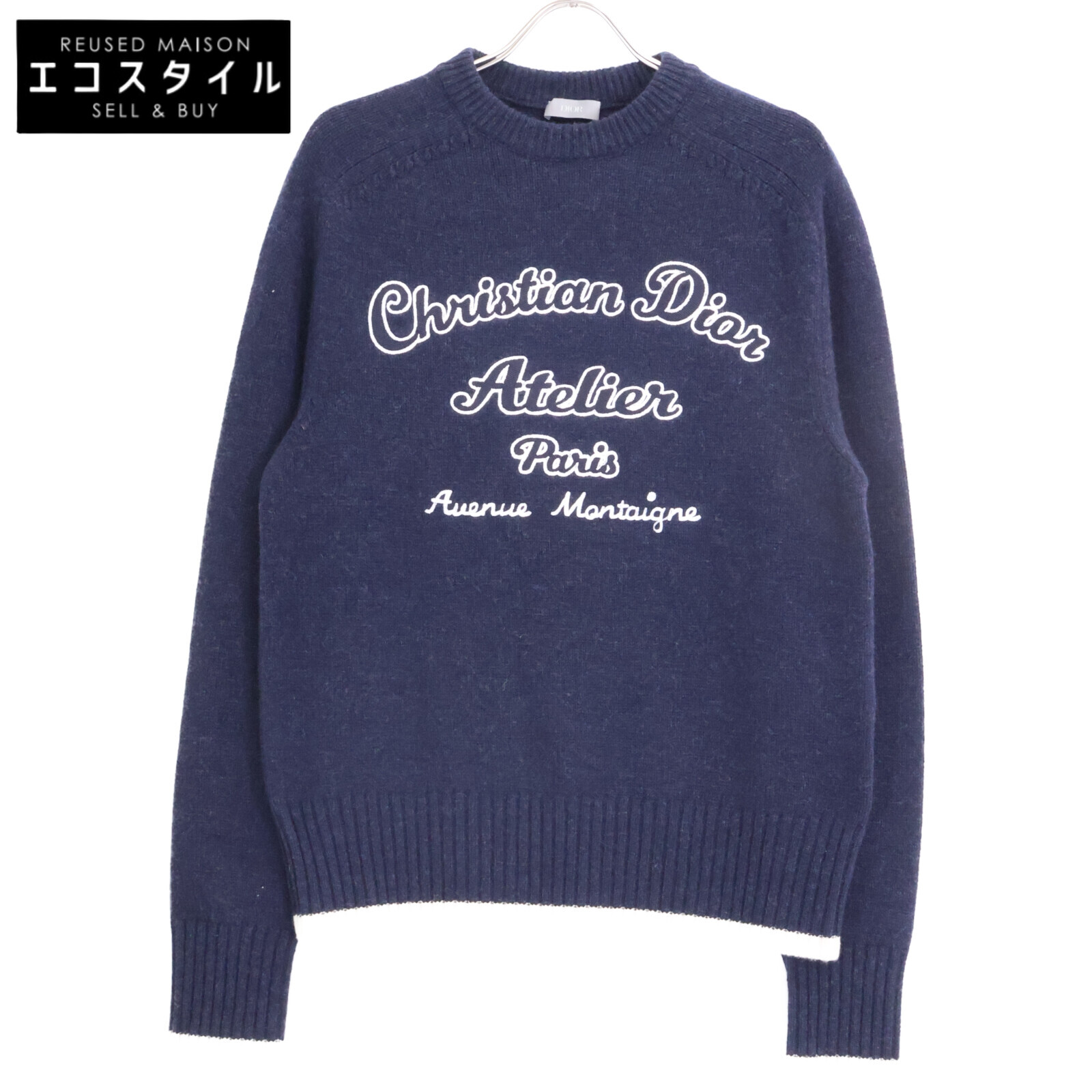 Dior HOMME ディオールオム 【美品/国内正規】213M640AT298 アトリエ刺繍 クルーネック ニットセーター トップス S ネイビー メンズ 【中古】｜ブランドリユース エコスタイル