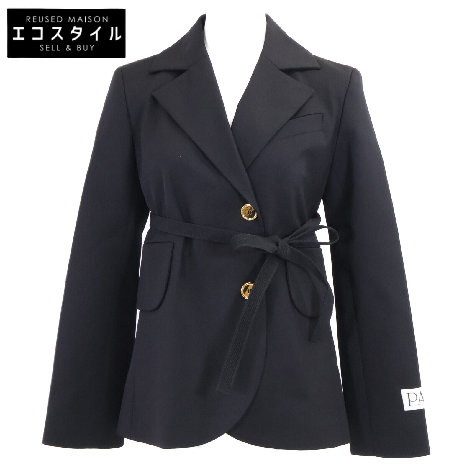 PATOU パトゥ 【新品】JA0540103999B サステナブル ウールツイルベルテッドジャケット 34 ブラック レディース 【中古】|ブランドリユース エコスタイル