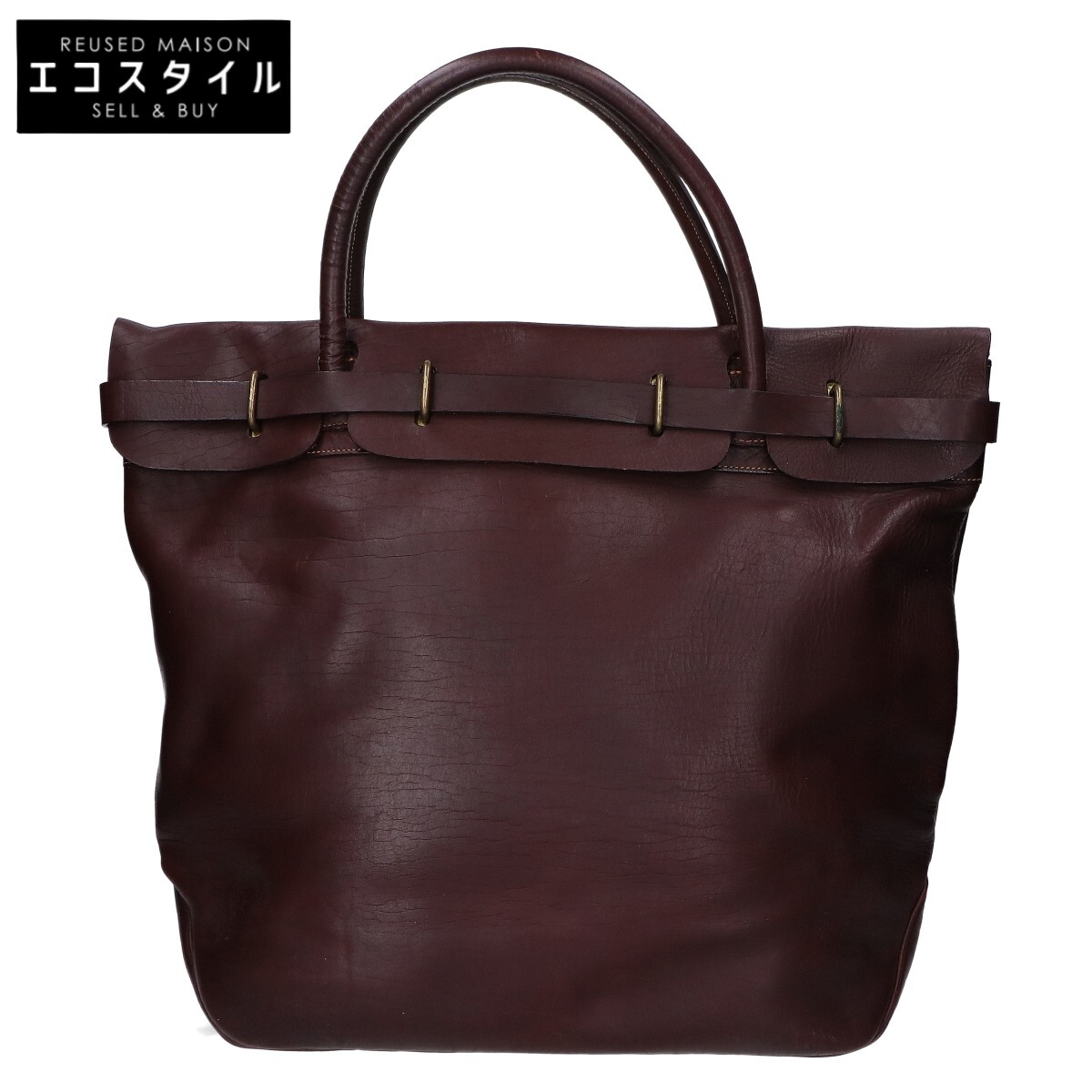 VISVIM ビズビム MAIL SATCHEL L バイソンレザー トートバッグ ダークブラウン メンズ 【中古】｜ブランドリユース エコスタイル