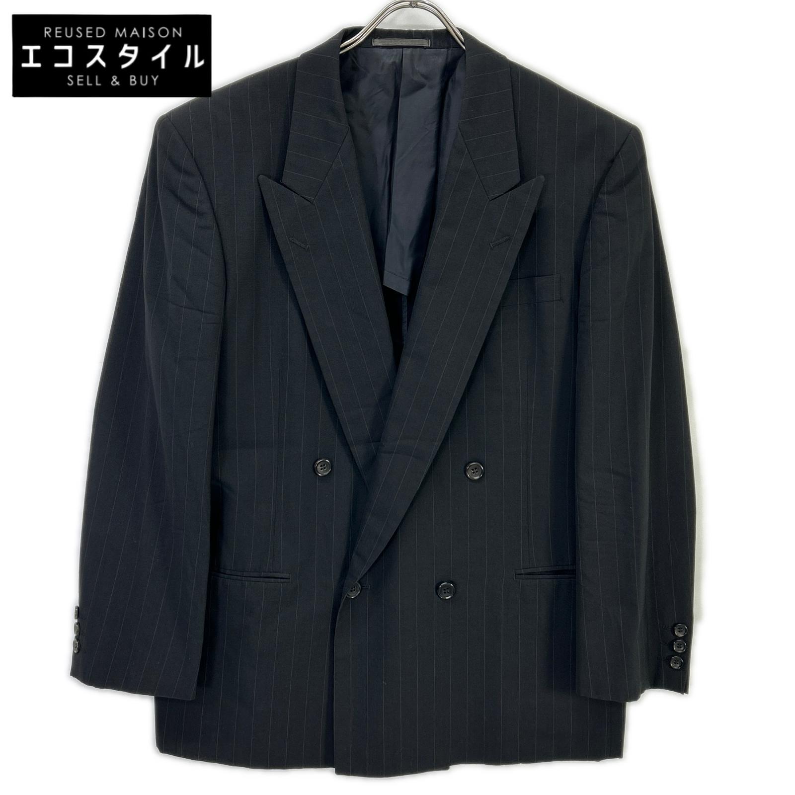 COMMEdesGARCONS HOMME DEUX コムデギャルソンオムドゥ AD1992 DS-21004 ブラック ウール ストライプ ダブルジャケット ジャケット S ブラック メンズ 【中古】|ブランドリユース エコスタイル