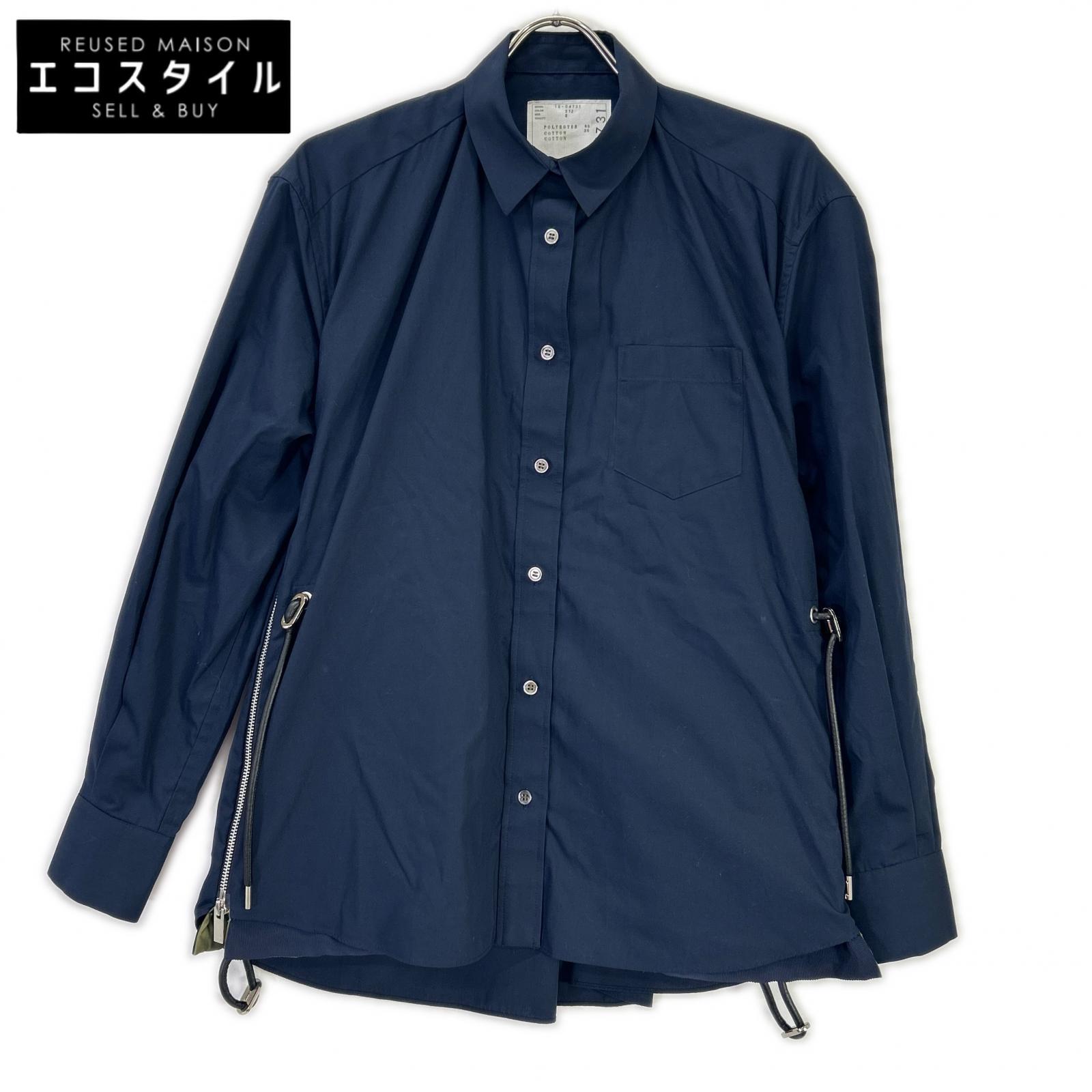 sacai サカイ 19年製 19-04731 ネイビー&times;カーキ ジップ ドッキング シャツ ジャケット 2 ネイビー メンズ 【中古】｜ブランドリユース エコスタイル