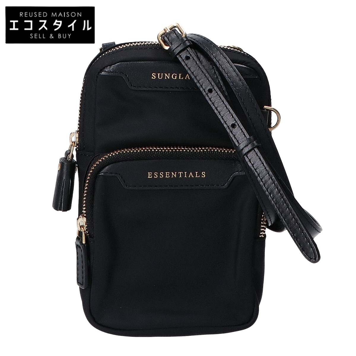 Anya Hindmarch アニヤ ハインドマーチ 【美品】AHロゴ エッセンシャルズ クロスボディバッグ/ ショルダーバッグ ブラック レディース 【中古】|ブランドリユース エコスタイル