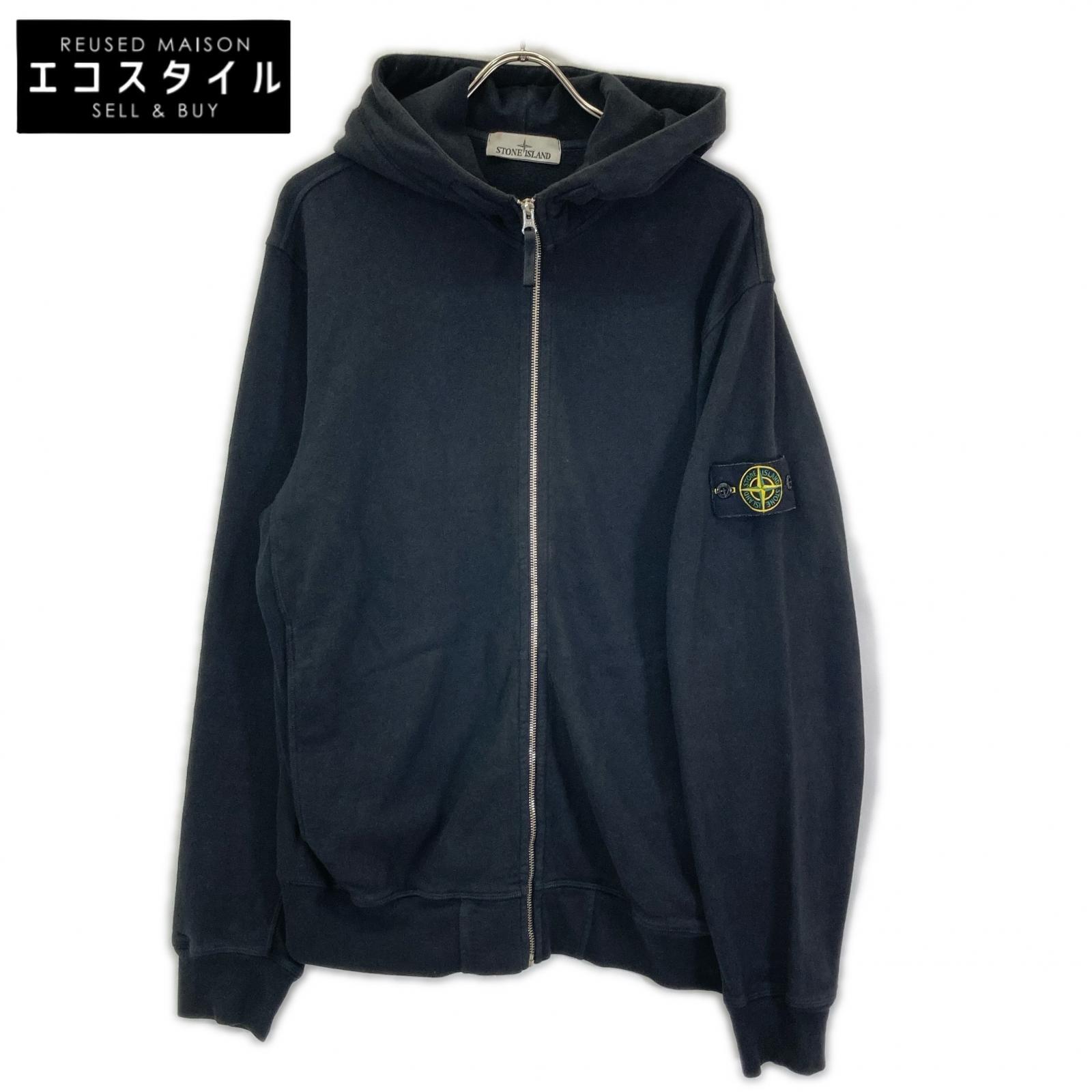 STONE ISLAND ストーンアイランド K1S156100021 ブラック ジップアップパーカ ジャケット XL ブラック メンズ 【中古】｜ブランドリユース エコスタイル
