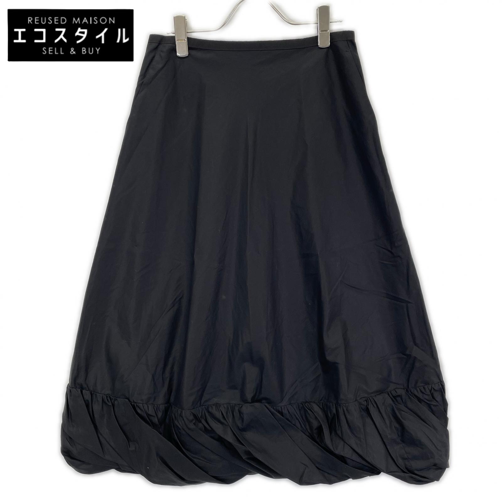 PRUNE GOLD SCHMIDT プルーンゴールドシュミット ブラック PGSS25SKI004 コットン RUFFLES MID SKIRT スカート 36 ブラック レディース 【中古】｜ブランドリユース エコスタイル