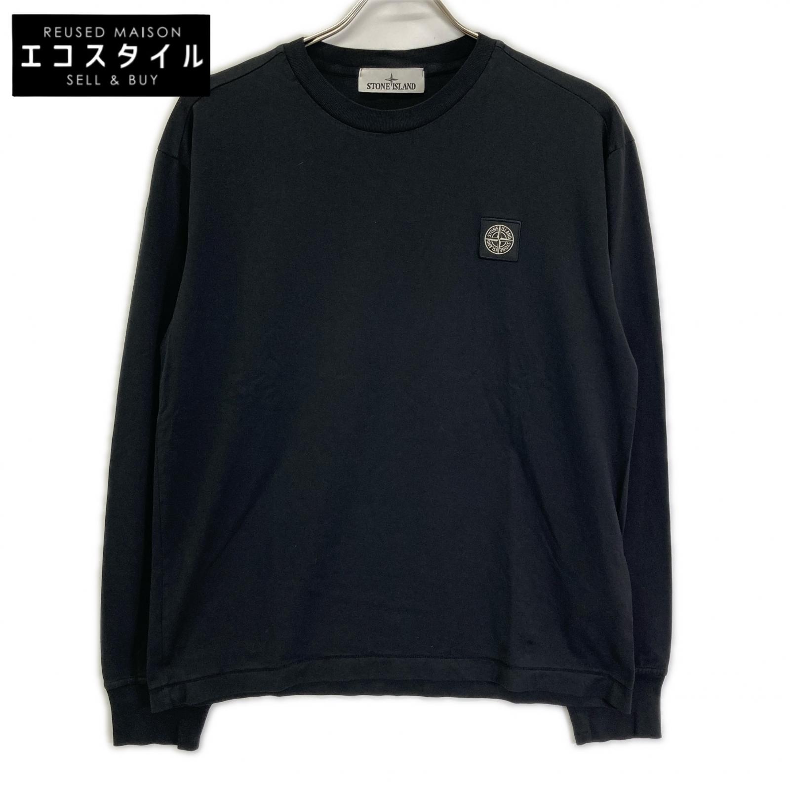 STONE ISLAND ストーンアイランド ブラック 791522713 ロゴパッチ 長袖シャツ トップス M ブラック メンズ 【中古】|ブランドリユース エコスタイル