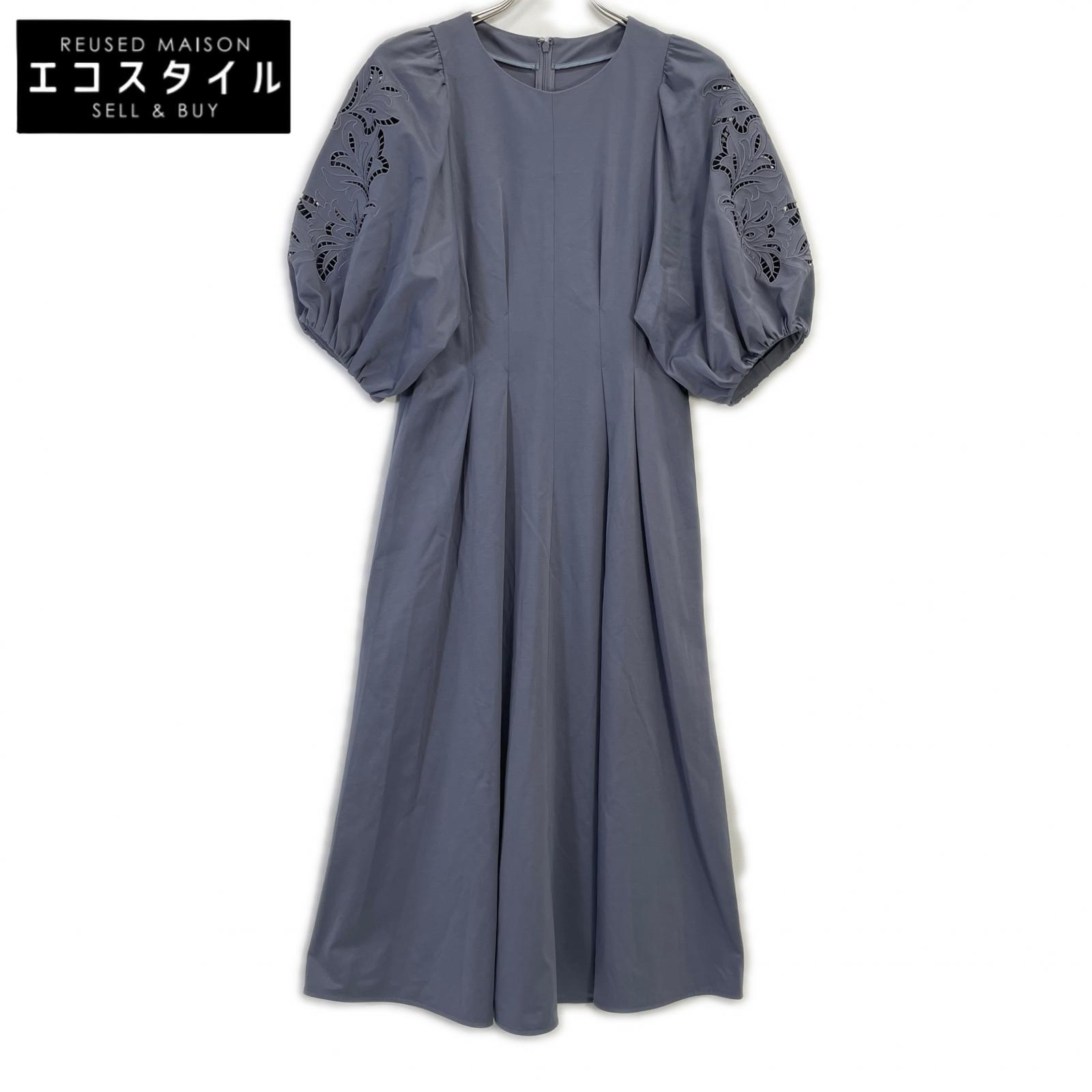 ANAYI アナイ 23年製 ネイビー モクロディ 刺繍 パフスリーブ ワンピース ワンピース 38 ブルー レディース 【中古】｜ブランドリユース エコスタイル