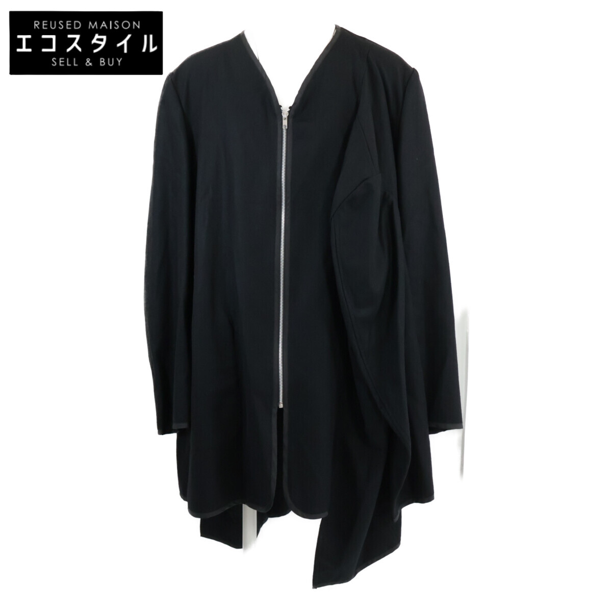 BLACKCOMMEdesGARCONS ブラックコムデギャルソン 【新品同様/25AW】1P-C005 AD2025 ウール フラノ コート XXL ブラック メンズ 【中古】