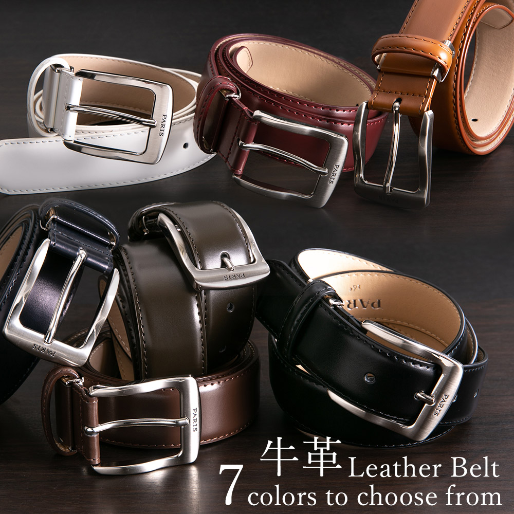 Style Equal Belt Men Business Color Cowhide Leather 7 Color Black