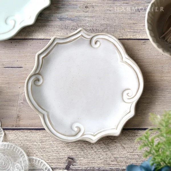 ラ・セラミカ 美品 2枚VBC casa 大皿 プレート レース模様 h-lc139_c1.jpg