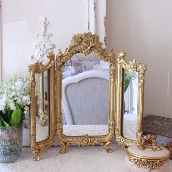 楽天市場】三面鏡 スタンドミラー ミラー ホワイト 置き型 鏡 卓上