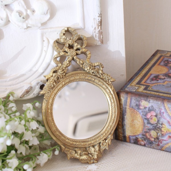 楽天市場】プリンセスインテリア リボンミラー ゴールド おしゃれ