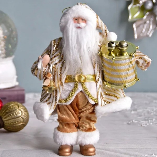 【アンティーク調】刺繍入り衣装&ブーツのサンタクロース人形(ベージュ色系) アンティーク調】刺繍入り衣装&ブーツのサンタクロース人形(ベージュ色