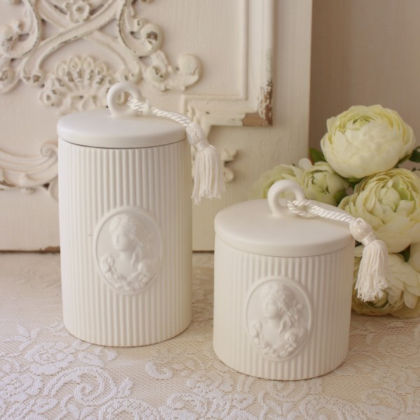 楽天市場】陶器 キャニスター 2個セット ホワイト 小物入れ 高級