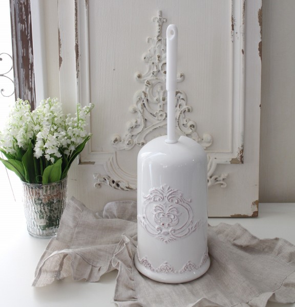 フレンチスタイル トイレブラシセット 444 トイレブラシ 陶器 サニタリー ホワイト 洋風 シャビーシック アンティーク風 輸入雑貨 アンティーク 雑貨 姫系 おしゃれ 即出荷