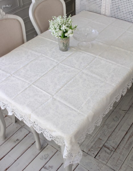 楽天市場】撥水 テーブルクロス オフホワイト レース 135×190cm