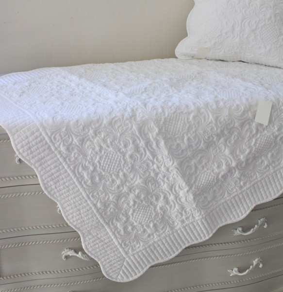 楽天市場】ホワイトキルト キルトカバー 綿 100×100 正方形 キルトラグ