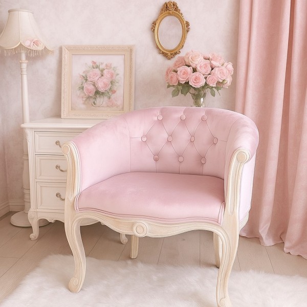 楽天市場】アームチェア 一人掛けチェア アームソファ ベロア ピンク