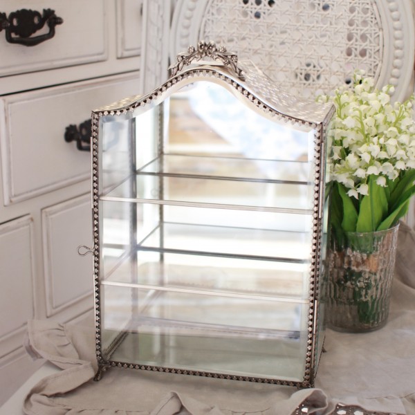 楽天市場】ガラス ショーケース シャビーシック ホワイト アール