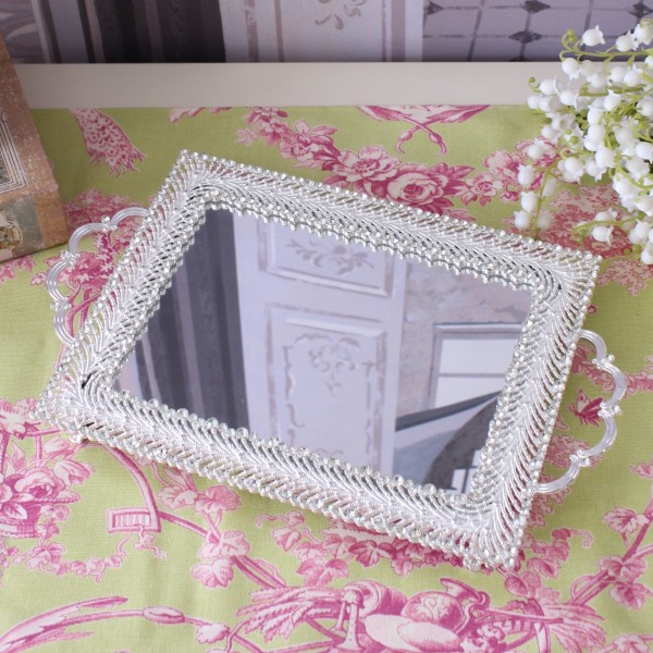 ミラートレー ロココ クラシック ビーズ シルバー ディスプレイ