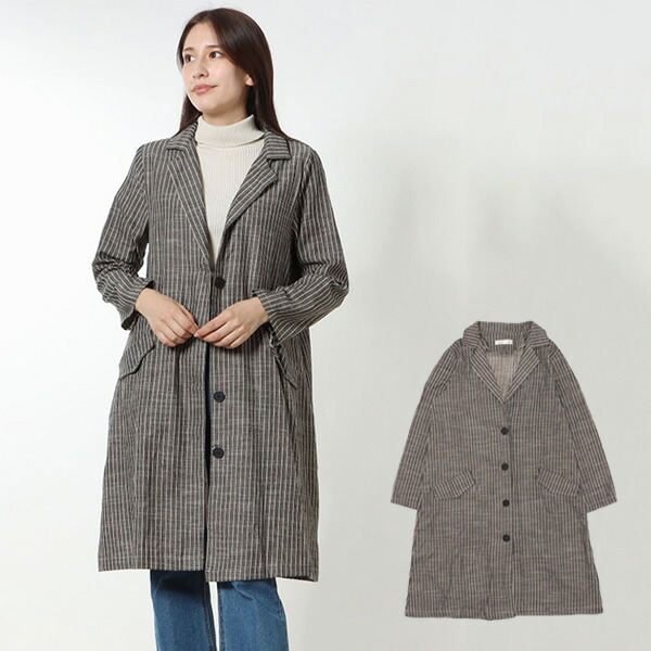 楽天市場】チェスターコート ジャケット ストライプ柄 ロング 麻