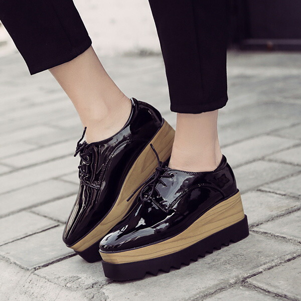 楽天市場 厚底 スニーカー プラットフォーム クッションインソール 3cmインソール エナメル 靴 シューズ レディース ブラック Styleblock スタイルブロック