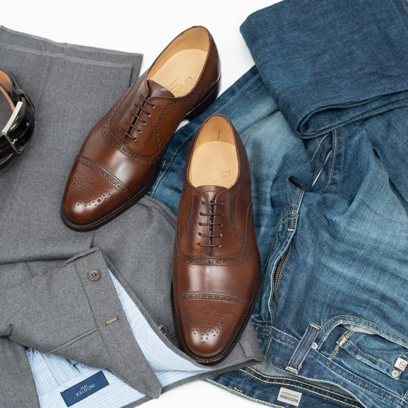 楽天市場 Barker バーカー 英国製 ラスト 386 Mirfield ビジネス 紳士 本革 皮靴 靴 大きい 小さい 送料無料 交換無料 内羽根 防水 ダイナイトソール グッドイヤー 正規 雪 雨 滑らないウォールナットレースアップ セミブローグ メンズ ストレートチップ Style Edition