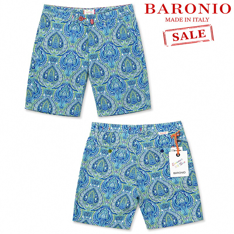 BARONIO | バローニョ 送料無料 国内正規輸入 カジュアル 夏 バロニオ サマー イタリア製 ストレッチ ハーフパンツ コットン 幾何学 プリント ANGELO ARENIELLO イタリア製大柄プリント コットンストレッチハーフ メンズ ショートパンツ