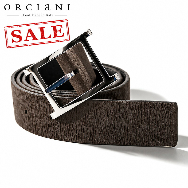 ORCIaNI | オルチアーニ 送料無料 / 正規輸入 / メンズ / 牛革 / 本革 / シボ / 型押し / 茶 / ビジネス / カジュアル / 軽量 / 丈夫 / 幅 35mm / 父 / プレゼント / ハンドメイド/ イタリア製ダークブラウン ストレッチシボ型押し メンズ ベルト｜Style Edition