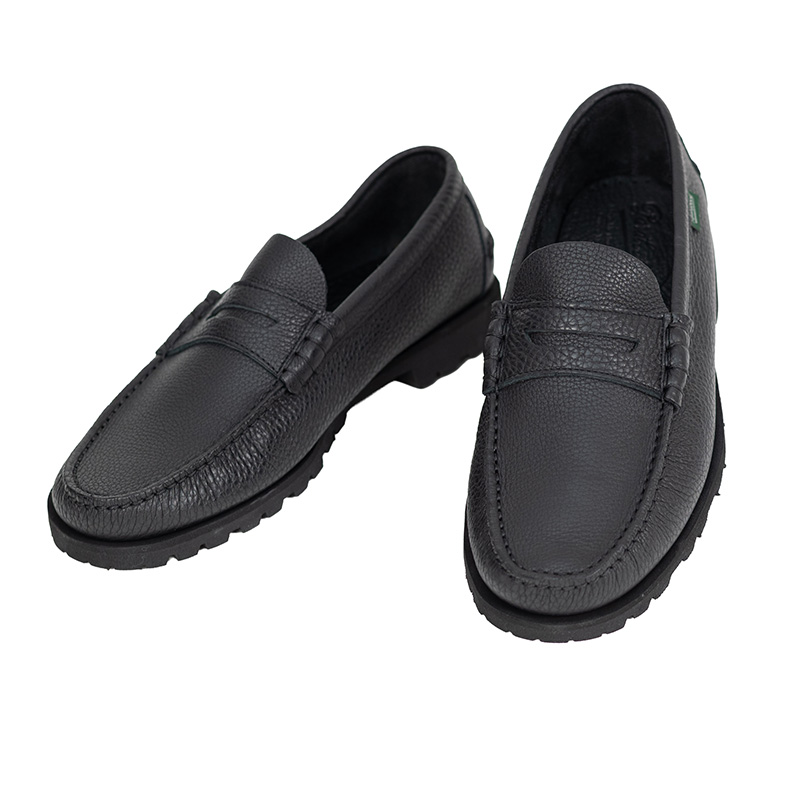 Paraboot | パラブーツ パラブーツ CORAUX コインローファー 軽量 ローファー メンズ スリッポン モカシン 本革 オフィスカジュアル ビジネス ジャケパン 靴 人気 CORAUX/RAIDSOLE シボ加工BLACK メンズ ローファー｜Style Edition