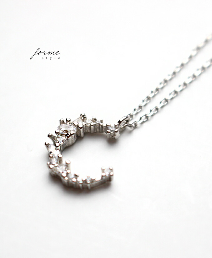Crystal Necklace Silver Lady S Accessories Style Of The Forme Small Crescent Moon