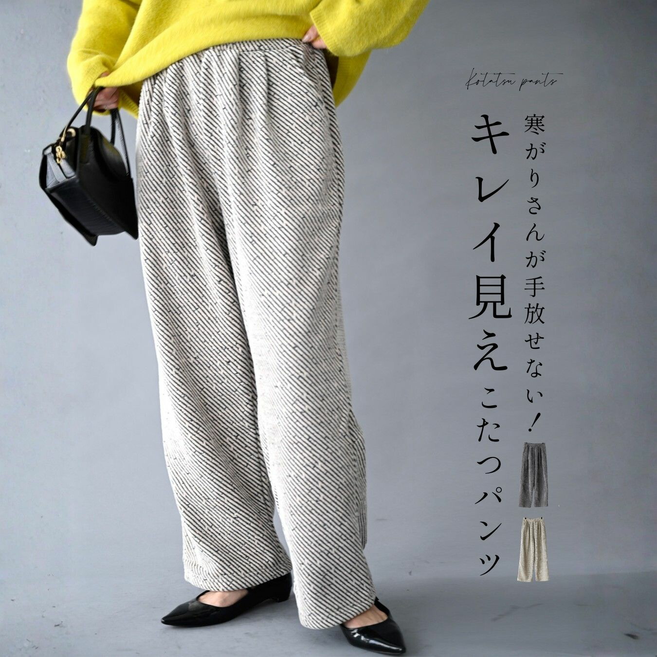 パンツ ワイドパンツ あったかパンツ 暖かい 裏起毛 ラメ 冬パンツ 脚長 落ち感 体型カバー 通勤 お仕事 休日 総ゴム ウエストゴム 上質 グレー ベージュ こたつ 送料無料 レディース フリーサイズ キレイ見え きれいめ Ehre style スタイル エーレスタイル【F260115】