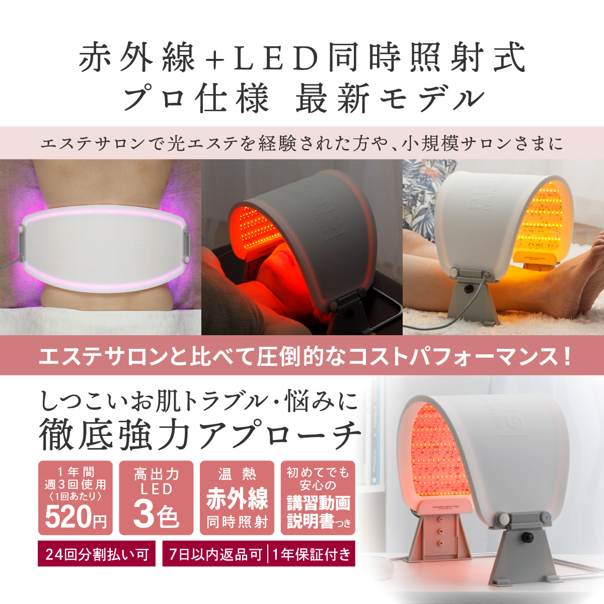 日本初の変幻自在フレキシブルベルトタイプ LED美顔器 LED Salon PRO