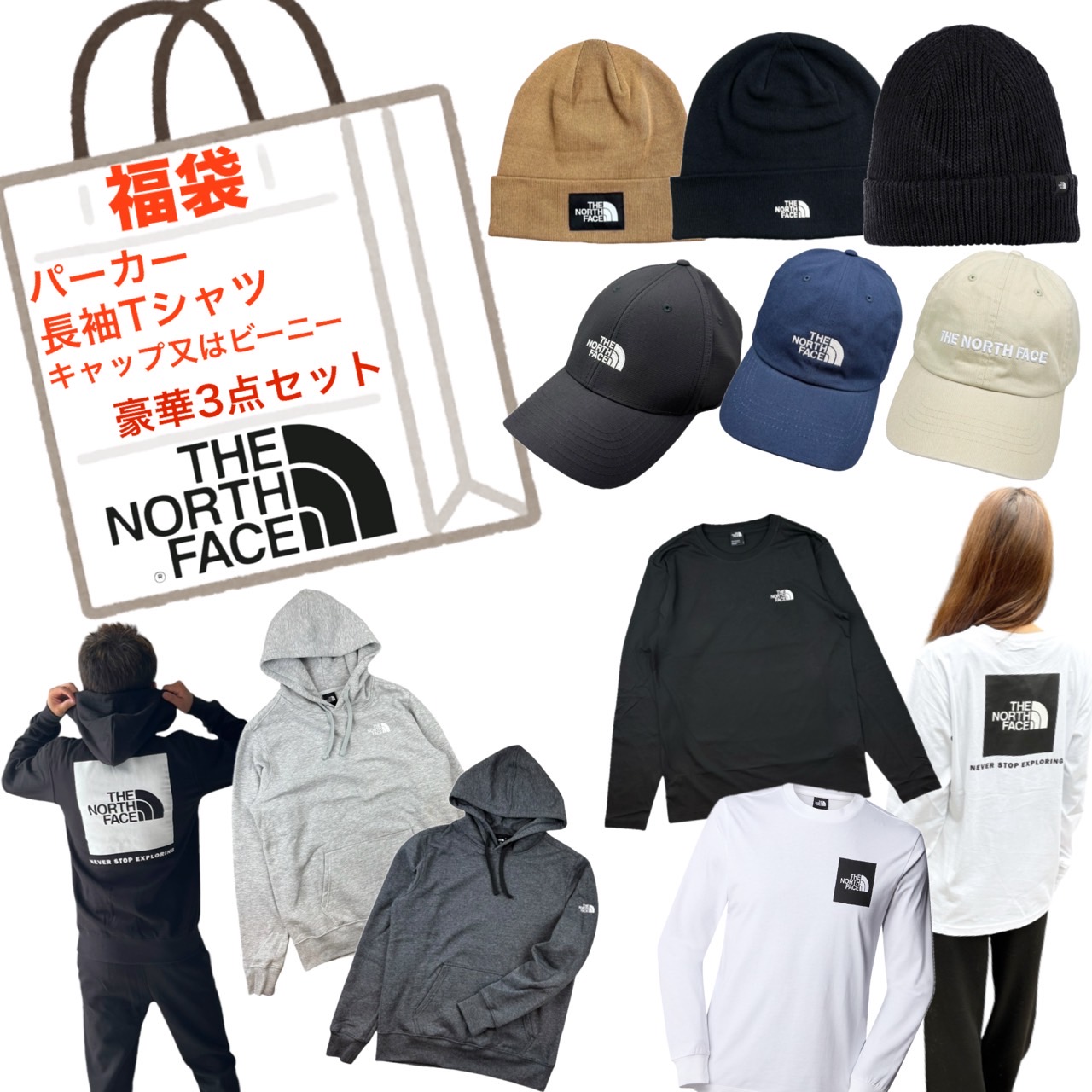 ザ 北の方人間の顔 The North Face 福袋 パーカー 長袖ティーシャツ 旗がしら 編み物帽 3点書き割り 外国で大いさ お命のせんたく袋 THE NORTH FACE 2024年 取りつくろう真似形