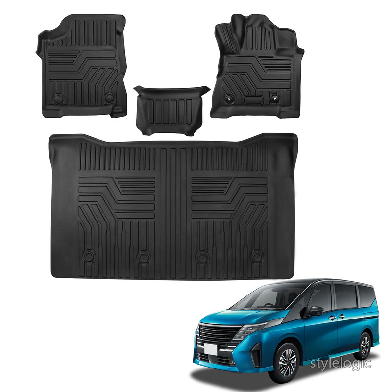 【送料無料】新型 セレナ C28 フロアマット 車種専用設計 7人乗り c28 e-power ハイブリッド車専用 立体 3Dフロアマット TPE素材 カーマット 滑り防止 耐汚れ 取付簡単 カー用品 立体構造 耐摩擦 防水マット カスタムパーツ インテリア 保護パーツ 4pセット (セレナ C28 ハイ｜StyleLogic