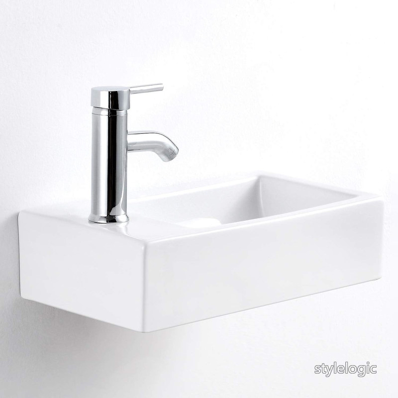 【送料無料】手洗い器 壁掛け 手洗器 陶器 洗面ボウル 洗面台 おしゃれ 手洗いボウル 壁付け型 手洗い台 (37*18*9【(蛇口左)白色】)|StyleLogic