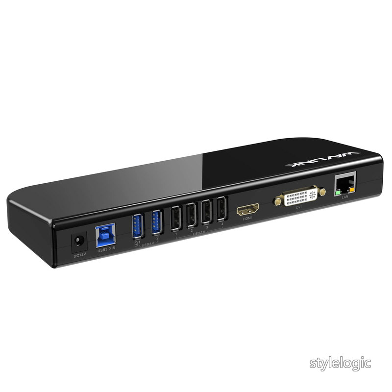 【送料無料】WAVLINK USB 3.0 ユニバーサル ノートPC用ドッキングステーション デュアルディスプレイ対応（DVI/HDMI/VGA 最大 2048&times;1152）、ギガビット有線LAN、オーディオ出力、USBポート&times;6 ノートPC／ウルトラブック／PC対応｜StyleLogic