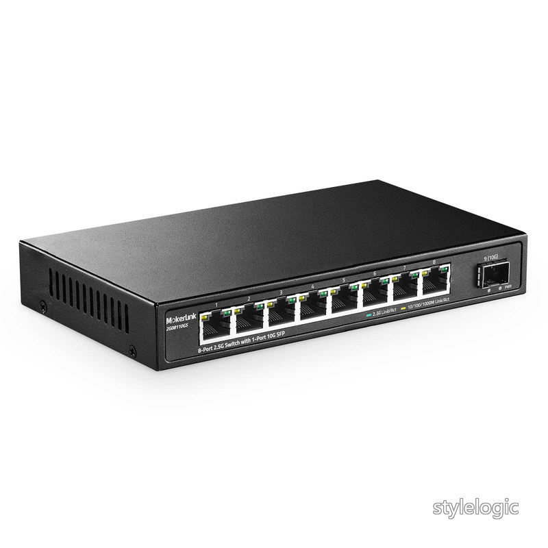 【送料無料】MokerLink 8 Port 2.5G Ethernet Switch with 10G SFP 8 x 2.5G Base-T Ports Compatible with 10/100/1000Mbps Metal Unmanaged Fanless Network Switch｜StyleLogic