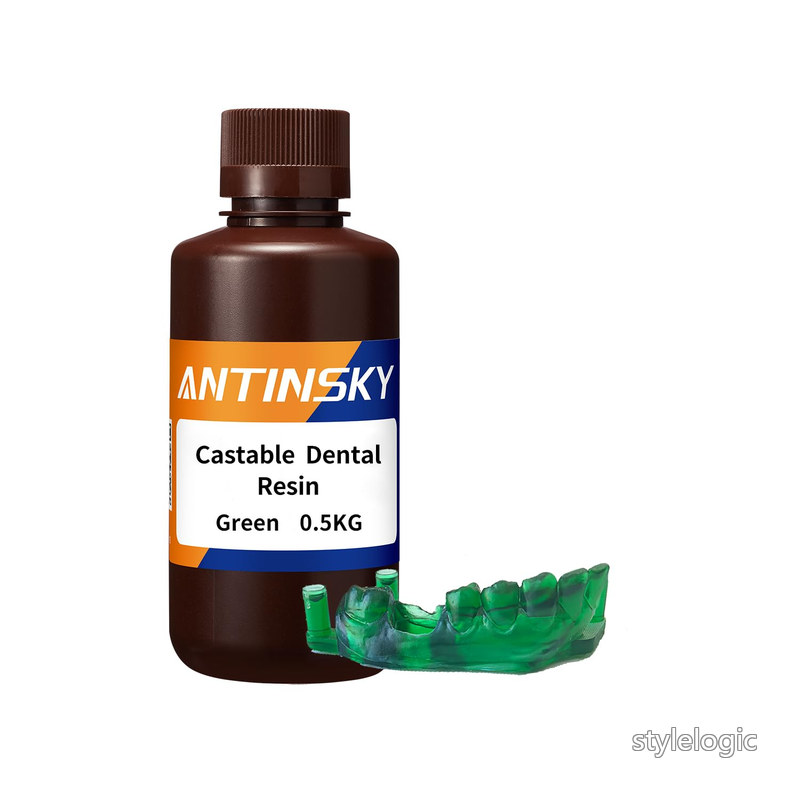 【送料無料】Antinsky 歯科用鋳造レジン DLP/LCD 3D プリンター対応 UV 硬化 405nm 完全燃焼 歯科インプラント・フレーム・クラウンに最適 高精度 高互換 0.5kg グリーン｜StyleLogic
