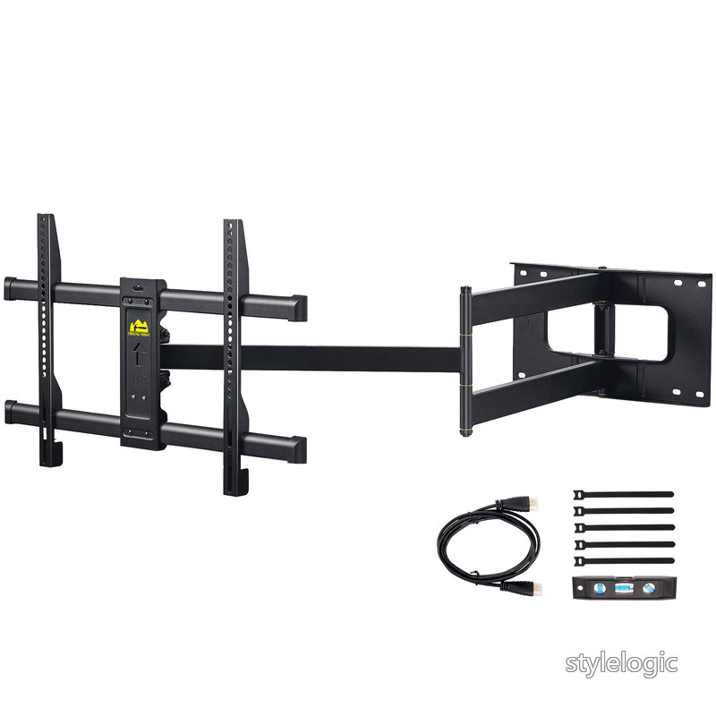【送料無料】FORGING MOUNT超長アーム テレビ壁掛け金具 42-80型LCD/LED対応 壁掛けテレビ金具 109cmロングアーム 耐荷重50kg フルモーション式 前後＆左右&上下多角度調節 VESA600x400mm 水平器/ケーブルタイ/壁プレートテンプレート/HDMIケーブル付き｜StyleLogic