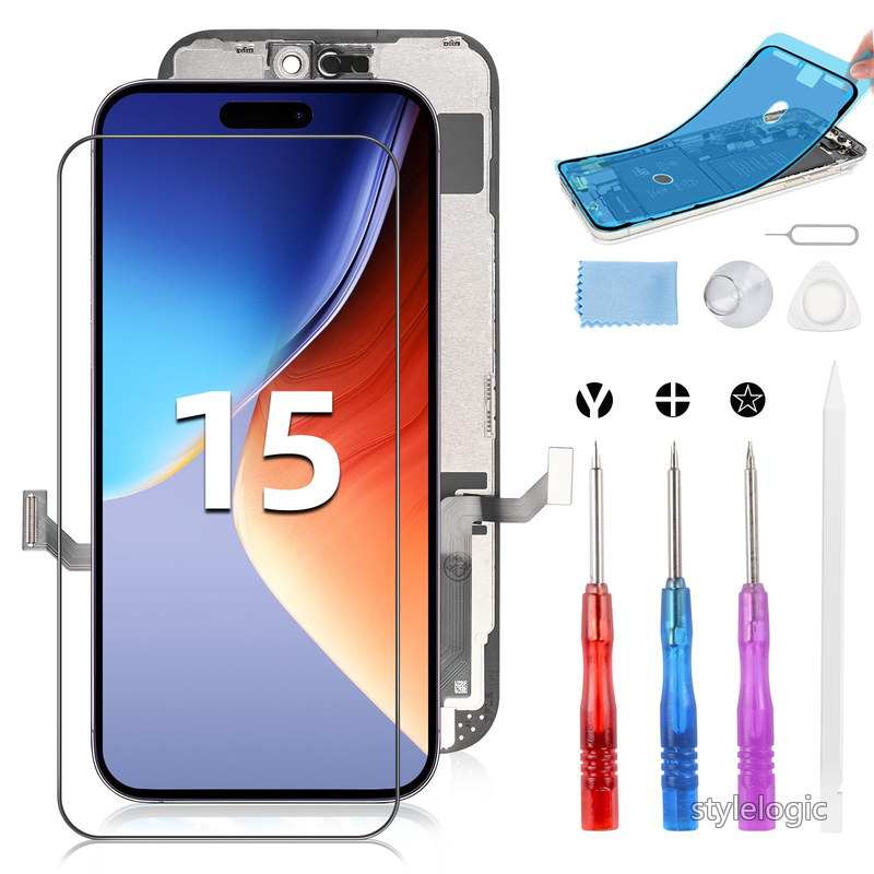 【送料無料】for iPhone 15 液晶パネル - 6.1インチ LCD 15 画面交換 フロントパネル タッチパネル 修理 スクリーン フロントガラス 修理パーツ デジタイザ 修理工具付き｜StyleLogic