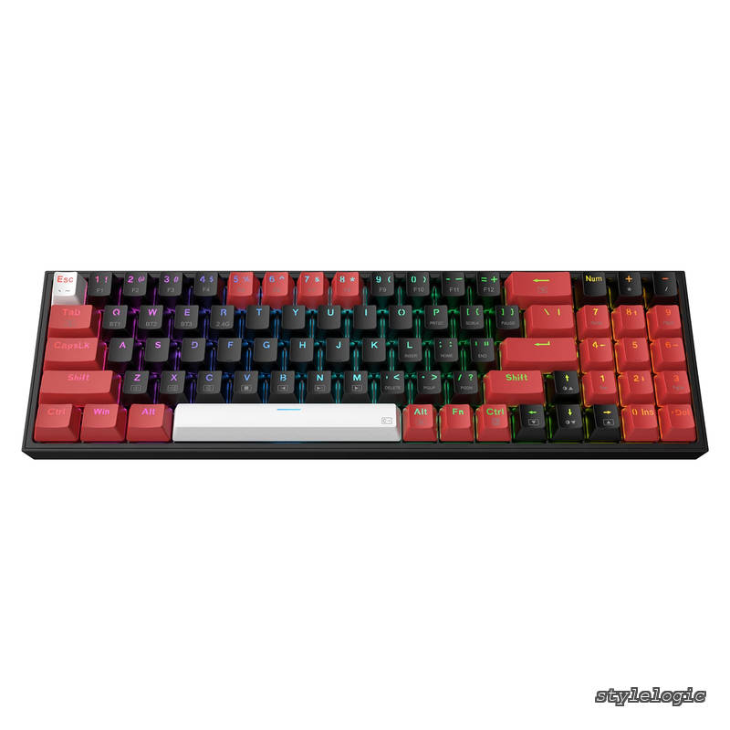 【送料無料】k628 pro 75% 3モードワイヤレスrgbゲーミングキーボード 78ホットスワップ可能なコンパクトなメカニカルキーボードw/ホットスワップフリーmod pcbソケット 専用の矢印キー&数字パッド 赤いスイッチ｜StyleLogic