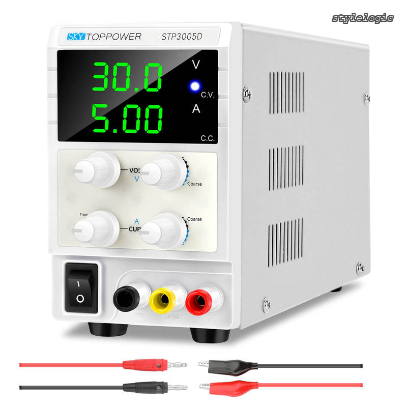【送料無料】TOPPOWER 安定化電源 可変直流電源 0-30V 0-5A 3桁表示スイッチング電源 自動切替 複数の保護 低雑音 修理用 実験室用 研究テスト用 PSU 調整されたラボタイプのCC/CV DC電源 電気制御機器｜StyleLogic