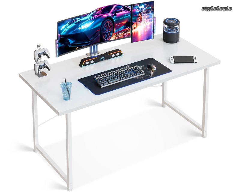 【送料無料】パソコンデスクゲーミングデスク 机 pcデスク 幅120cm ?子 ゲームデスク computer desk 在宅ワーク おしゃれ 組立簡単 ホワイト|StyleLogic