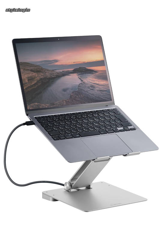 【送料無料】USB-C ハブ ドッキングステーション 6-in-1 ノートパソコンスタンド型 タブレットスタンド 16インチまで対応 PD対応 100W 給電 Windows 11、10/iPad/iPad Air/MacBook/MacBook Pro対応 シルバー DST-W06|StyleLogic
