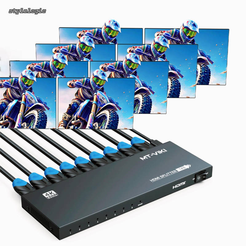 【送料無料】HDMI分配器 4K@60Hz、HDMI分配器 1入力 8出力、RGB 4:4:4、HDMI2.0b、HDCP2.2、18Gbps、PS4 Fire Stick HDTV用フルUHD分配器|StyleLogic